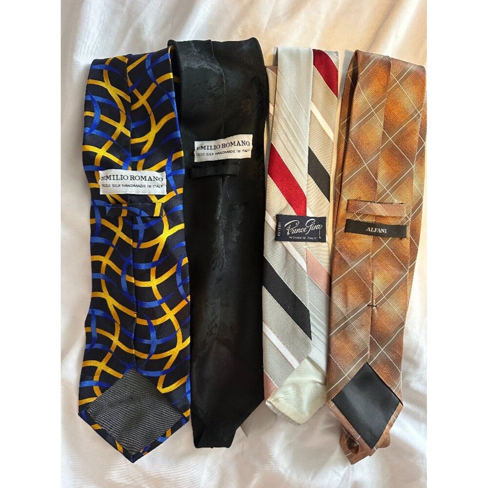 Vintage Italian Silk Ties Lot 4 Emilio Romano Prince Gino Alfani Designer Luxury
